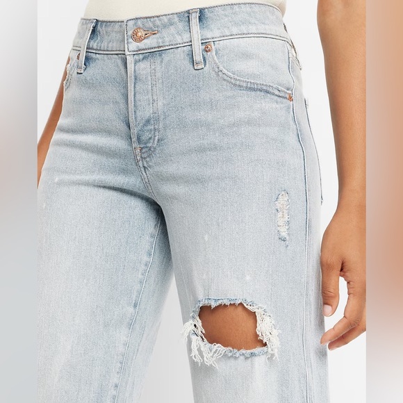 Express Low Rise Light Wash Ripped Baggy Relaxed Straight Jeans 8 8S 8 Short - Picture 13 of 15